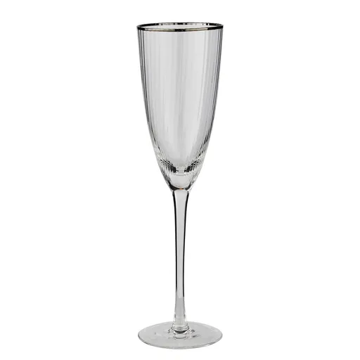 CHELSEA Sklenice na šampaňské se stříbrným okrajem 250 ml