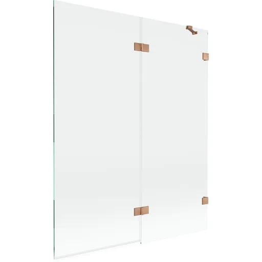 MEXEN/S Lunar vanová zástěna 2-křídlová pravá 140 x 150, transparent, měď kartáčovaná 897-140-100-65-00-P