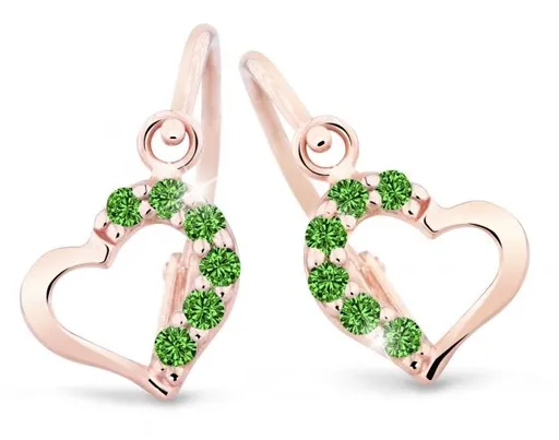 Cutie Jewellery Něžné dětské náušnice z růžového zlata C2757-10-X-4 zelená