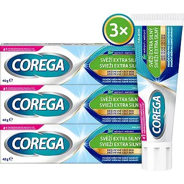 COREGA OM Pro zubní náhradu Svěží extra silný 3× 40 g (8596149005782)