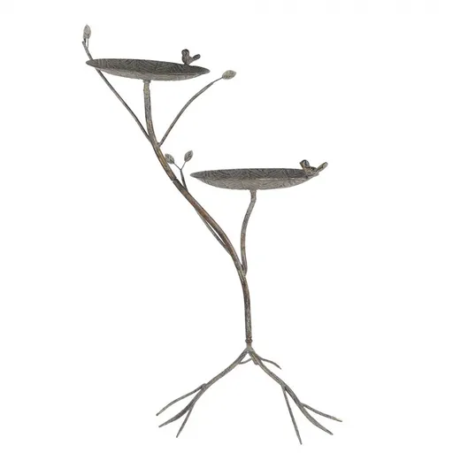 Zeleno hnědé antik kovové krmítko pro ptáčky Birdie - 38*43*78 cm Clayre & Eef