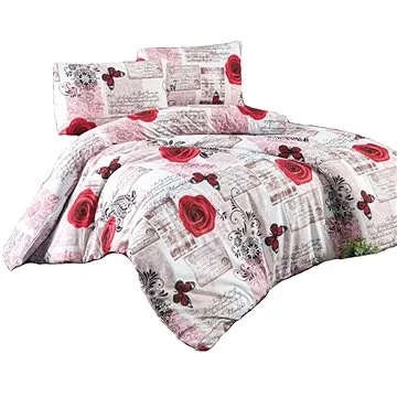 Brotex Povlečení krep 140×200, 70×90 cm, Red roses (80201/Z/1990)