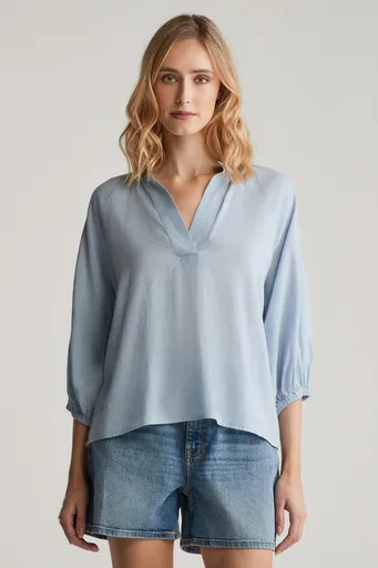 HALENKA GANT LINEN SS BLOUSE LIGHT BLUE
