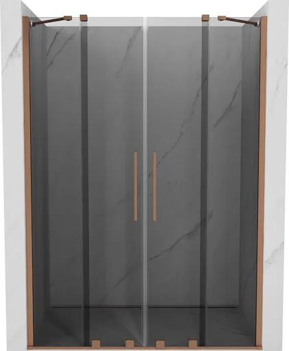 MEXEN/S Velar Duo posuvné sprchové dveře 140, grafit, měď kartáčovaná 871-140-000-42-65