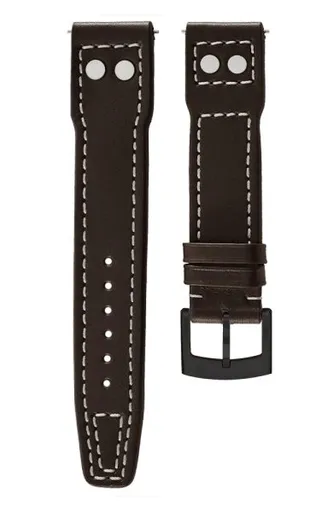 Kožený řemínek Biatec Pilot | Tmavě hnědý - 20 mm - Černá