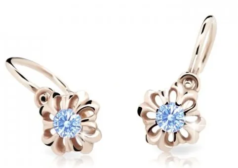Cutie Jewellery Něžné dětské náušnice z růžového zlata C2208-10-X-4 světle modrá