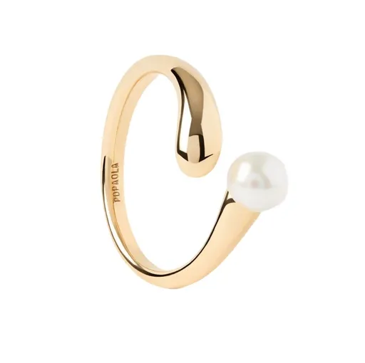 PDPAOLA Pozlacený otevřený prsten se sladkovodní perlou La Perla AN01-E08 48 mm