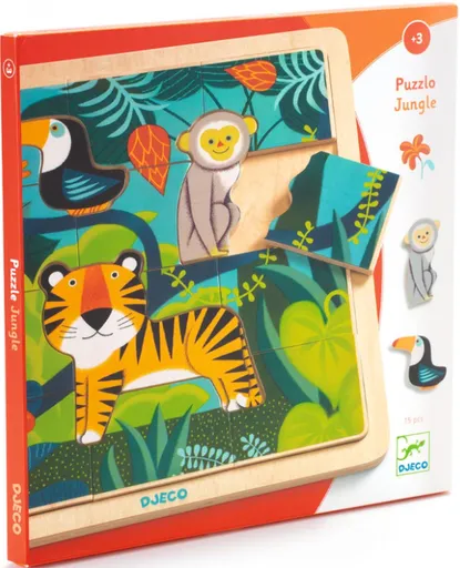 Dřevěné puzzle Tygr a přátelé - 15 pcs