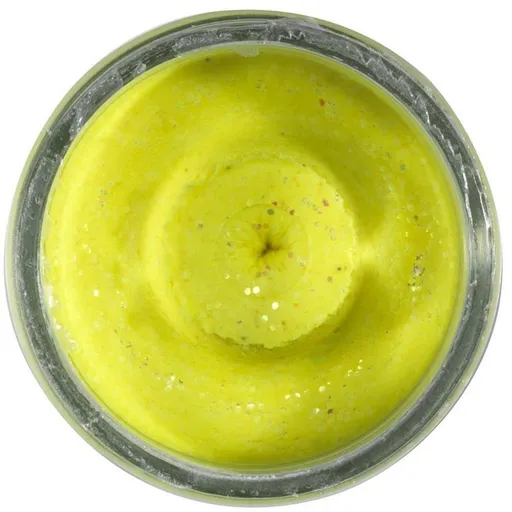 Berkley těsto na pstruhy natural glitter troutbait česnek - třpytivá sluničkově žlutá