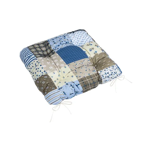 Bellatex Sedák Adéla prošívaný Patchwork modrá, 40 x 40 cm
