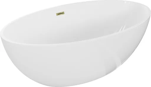 MEXEN/S Nike volně stojící vana 175 x 100, bílá, sifon a přepad zlatá 54071751000-50