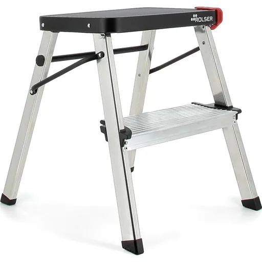 Rolser Domácí skládací schůdky Taburete, 2 extra široké stupně, černá