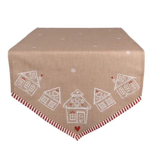 Hnědý běhoun s perníkovými chaloupkami Gingerbread Bliss - 50*160 cm Clayre & Eef