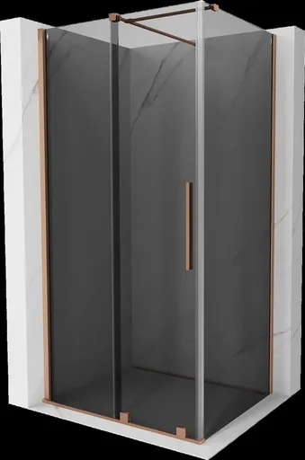 MEXEN/S Velar sprchový kout, posuvné dveře 90 x 110, grafit, měď kartáčovaná 871-090-110-41-65