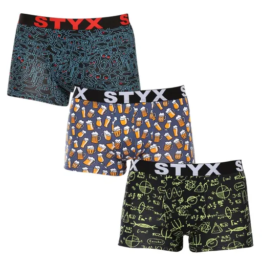 Styx 3PACK pánské boxerky art sportovní guma vícebarevné (3G12672/2) L