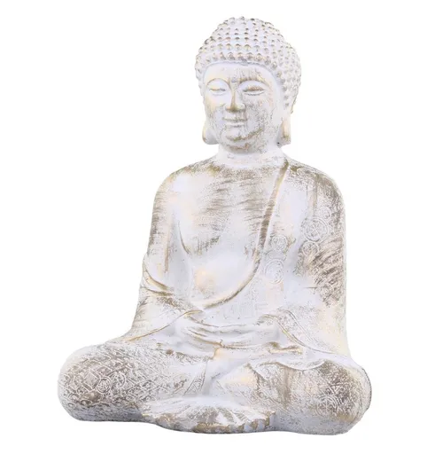 Bílo - zlatá antik dekorace socha Buddha Vittel - 23*17*28cm Chic Antique