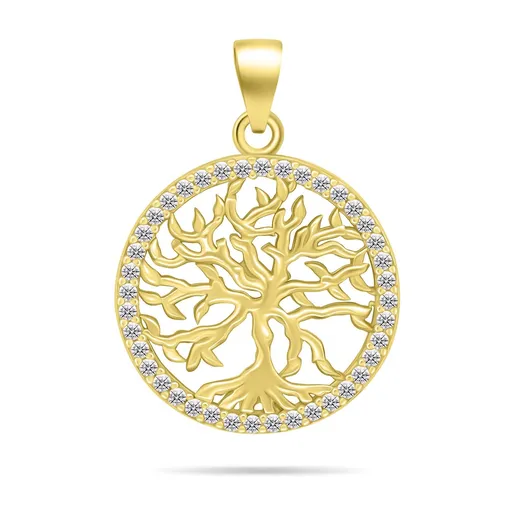 Brilio Silver Nadčasový pozlacený přívěsek Strom života se zirkony PT133Y