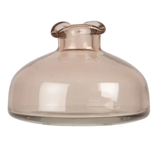 Nízká růžová skleněná váza/ svícen ve tvaru poklice - 8*11 cm Clayre & Eef
