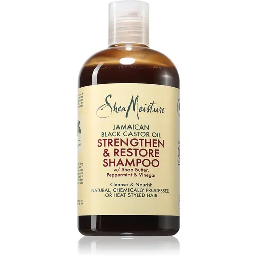 Shea Moisture Jamaican Black Castor Oil Strengthen & Restore čisticí šampon pro poškozené a barvené vlasy 384 ml