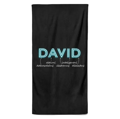 Osuška Mužská jména – NEON (Jméno: David, Velikost osušky: 100x170cm)