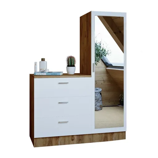 Komoda se zrcadlem Coco White and Atlantic Pine
