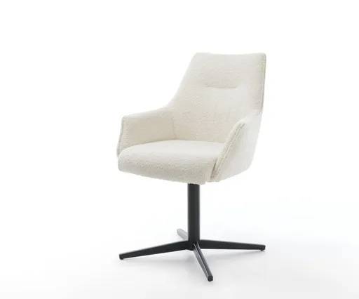 Jídelní židle Alja-Flex s područkami bouclé bílá podnož černá