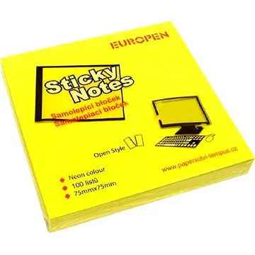 Europen Samolepící bloček 76 × 76/100l., neon žlutá (103131)