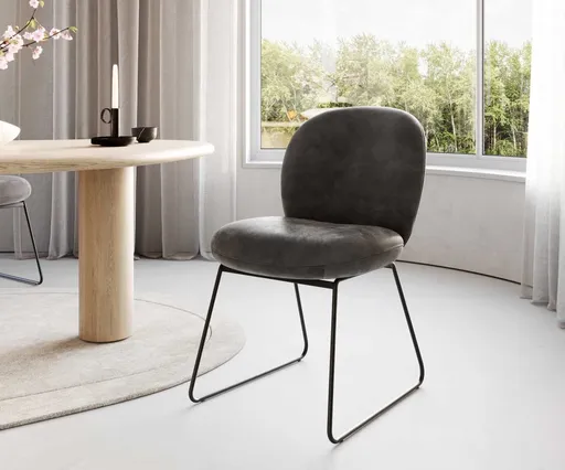 Jídelní židle Nube-Flex tenká podnož kovová černá mikrovlákno