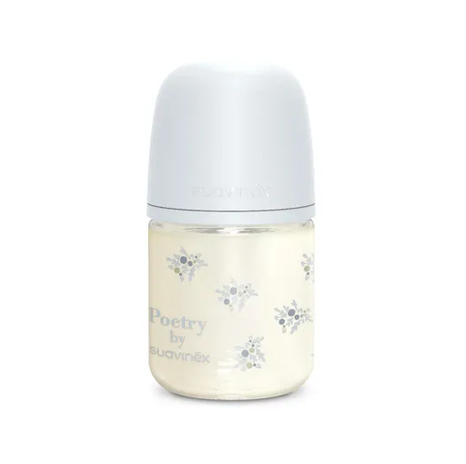 Suavinex Poetry Skleněná láhev fyziologická SX Pro 0m+ SF 120 ml 1 ks modrá