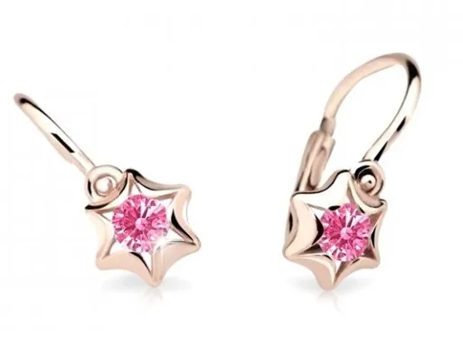 Cutie Jewellery Dětské náušnice z růžového zlata C2159-10-X-4 fuchsiová