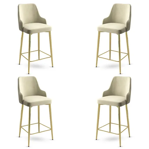 Bar Stool Set (4 Pieces) Enox - Cream, Gold
