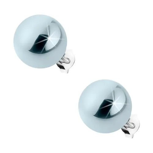 Puzetové náušnice ze stříbra 925, ocelově šedé kuličky s perleťovým leskem, 12 mm