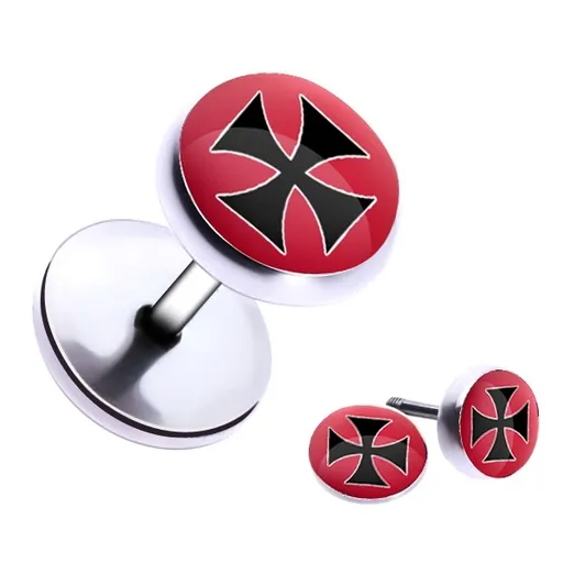 Ocelový fake piercing do ucha - maltézský kříž