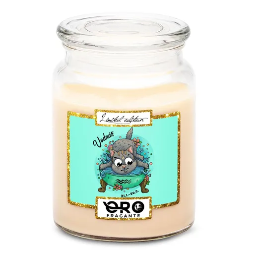 Svíčka Kočičí znamení – vodnář (Vůně svíčky: Vanilka)