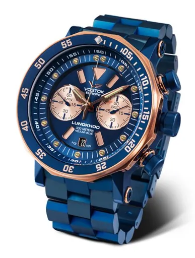 Vostok Europe Lunochod-2 Chrono Line 6S21-620E631B - Ocel s modrým PVD