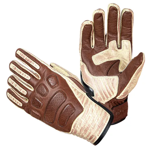 Kožené moto rukavice W-TEC Retro Gloves hnědo-béžová S