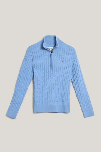 SVETR GANT STRETCH COTTON CABLE HALF-ZIP CLEAR SKY