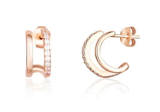 JVD Půvabné bronzové náušnice kruhy se zirkony SVLE1623X61RO00