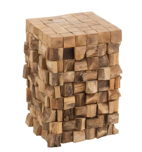 Přírodní odkládací stůl z teakových špalíků Disos - 30*30*45cm J-Line by Jolipa