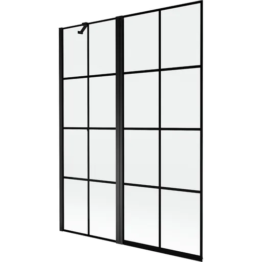 MEXEN MIST vanová zástěna 130x150 cm 6mm f+s, černá, dekor, levá 8A9-130-011-70-77-L