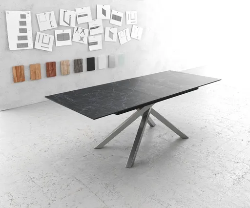 Jídelní stůl Edge 180-220x90cm Laminam® keramika šedá křížová