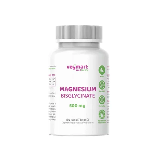 Vegmart MAGNESIUM BISGLYCINATE 500 mg 180 kapslí