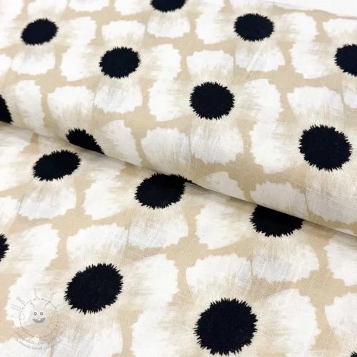 Viskóza se lnem Waxflower design B digital print