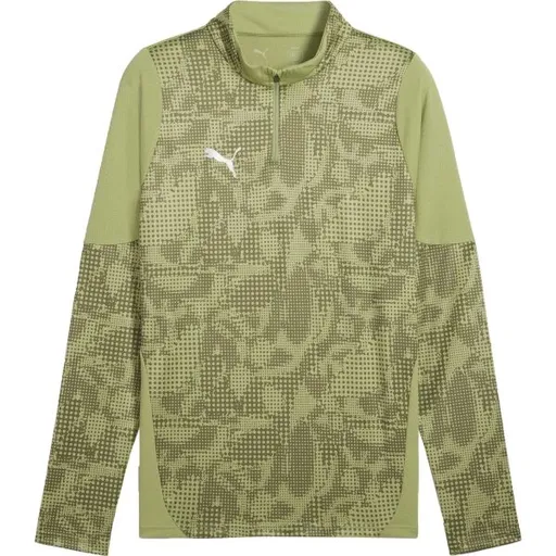 Puma TEAMCUP TRAINING 1/4 ZIP TOP Pánská sportovní mikina, zelená, velikost