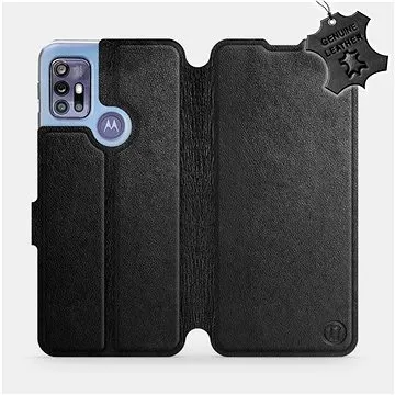 Kožené flip pouzdro na mobil Motorola Moto G30 - Černé - Black Leather (5903516687312)