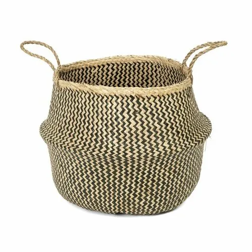 Compactor Pletený úložný košík z mořské trávy Belly, 45 x 36 cm, černá, L