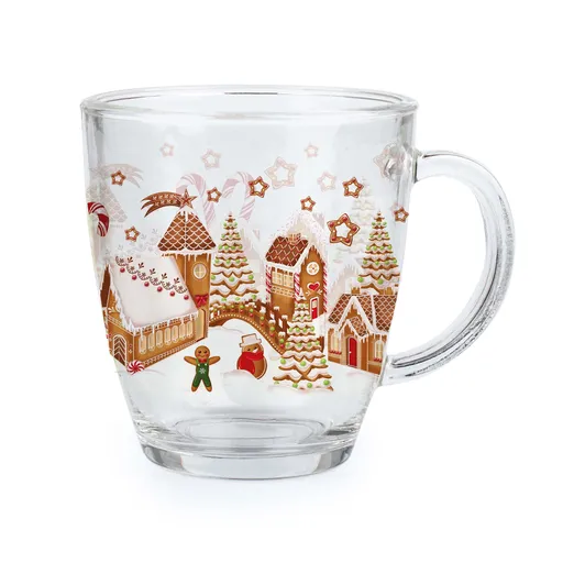 Skleněný hrnek TORO 350ml perníčková vesnička