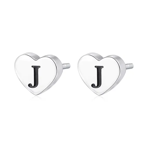 S'Agapõ Ocelové náušnice s písmenem J Click SCK103