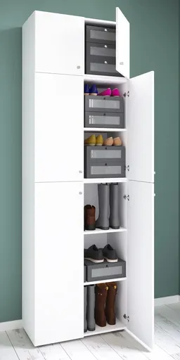 VCM Botník Lona XXL s otočnými dvířky s nástavcem, bílý