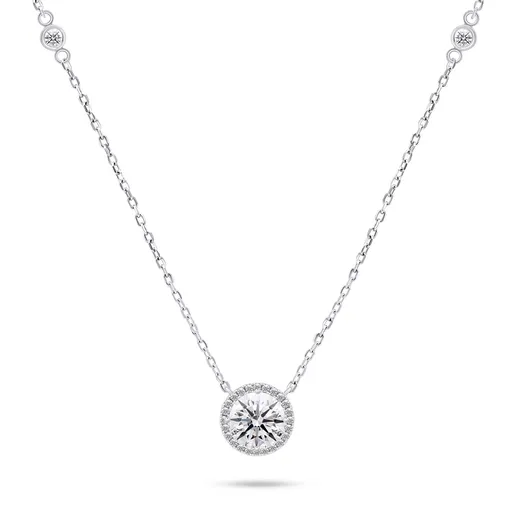 Brilio Silver Třpytivý stříbrný náhrdelník se zirkony NCL87W